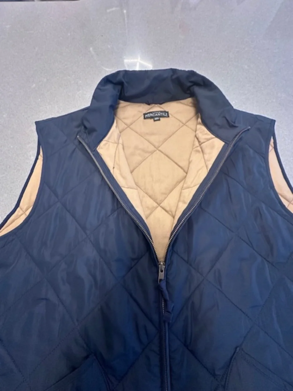 J. CREW XXL Men's Mercantile Outerwear Full-Zip Quilted Vest Navy Blue